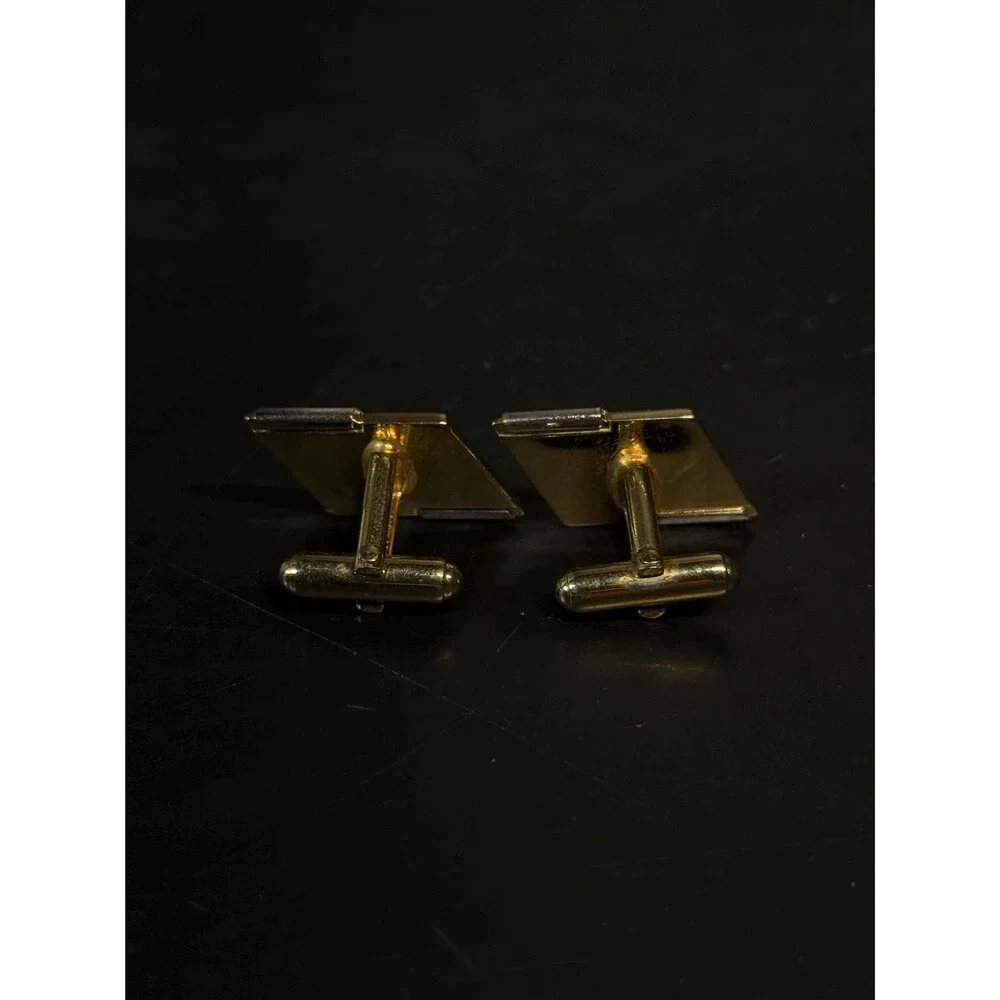 Vintage Anson Two Tone Modernist Cufflinks Abstract Geometric